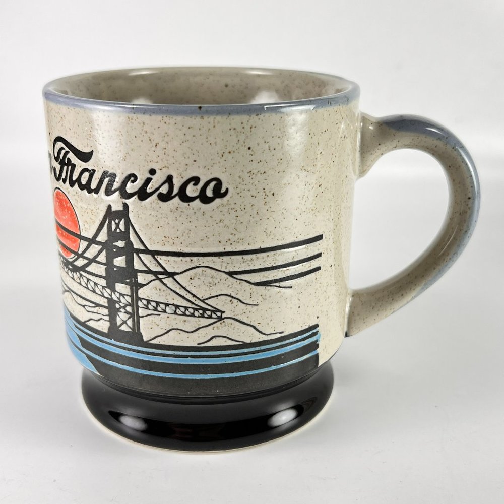 Vtg San Francisco Golden Gate Coffee Tea Cup Mug Ceramic Speckle Souvenir 80s